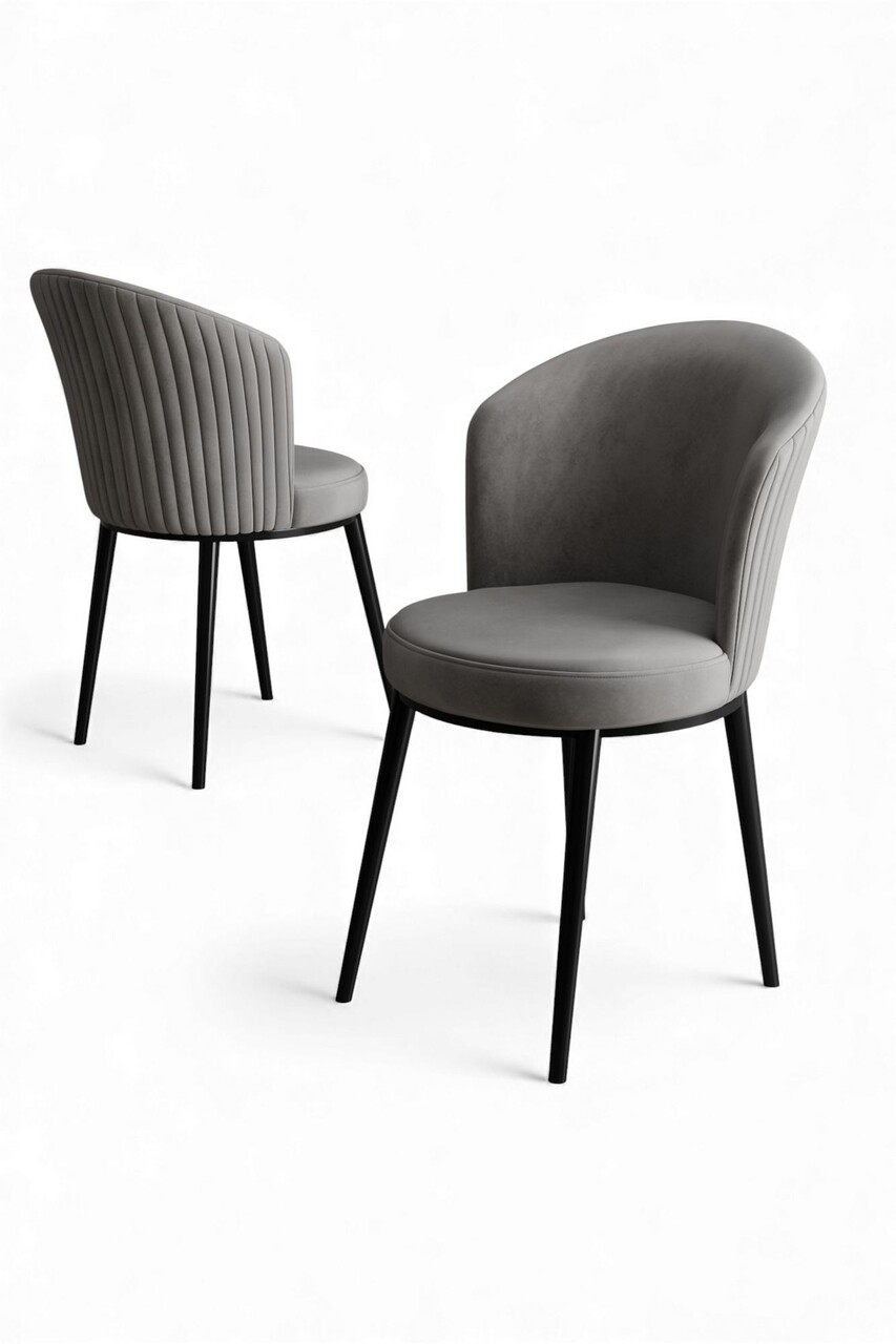 Set scaune 4 piese, Hanah Home, Risa, Gri/Negru - view 2