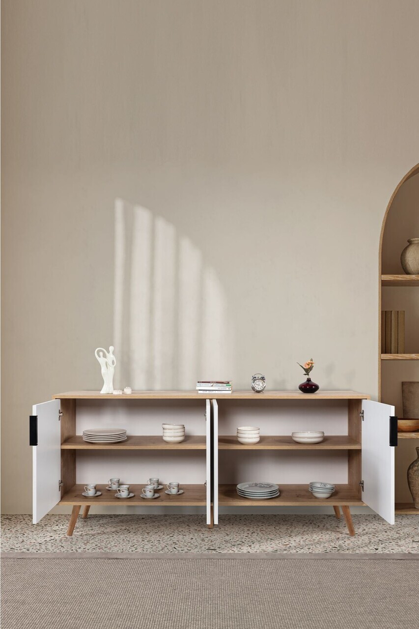 Consola, Hanah Home, Sırma 4815, 180x82x44 cm, PAL, Stejar Safir / Alb — imaginea 2