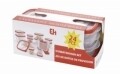 Set 12 cutii alimentare cu capac, polipropilena, alb/rosu