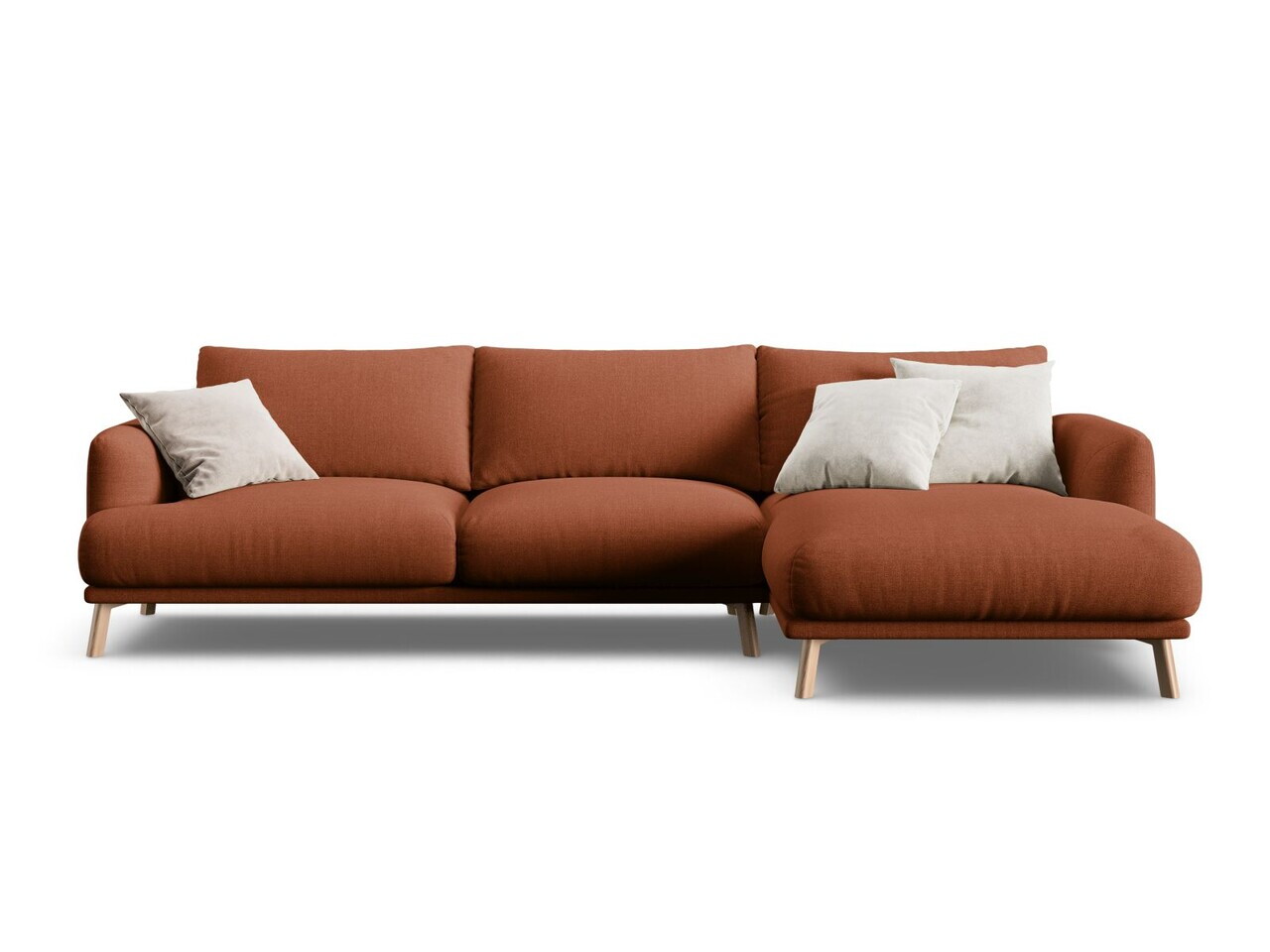 Coltar dreapta 4 locuri, Naomi, Micadoni Home, 285x170x75 cm, tesatura structurata, caramiziu