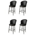 Set scaune  de bar 4 piese, Charlotte, Uras, Metal, Negru