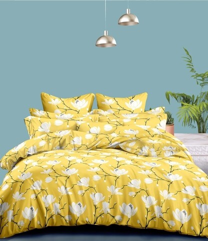 Lenjerie de pat dubla, king size, 4 piese, bs040, policoton, multicolor