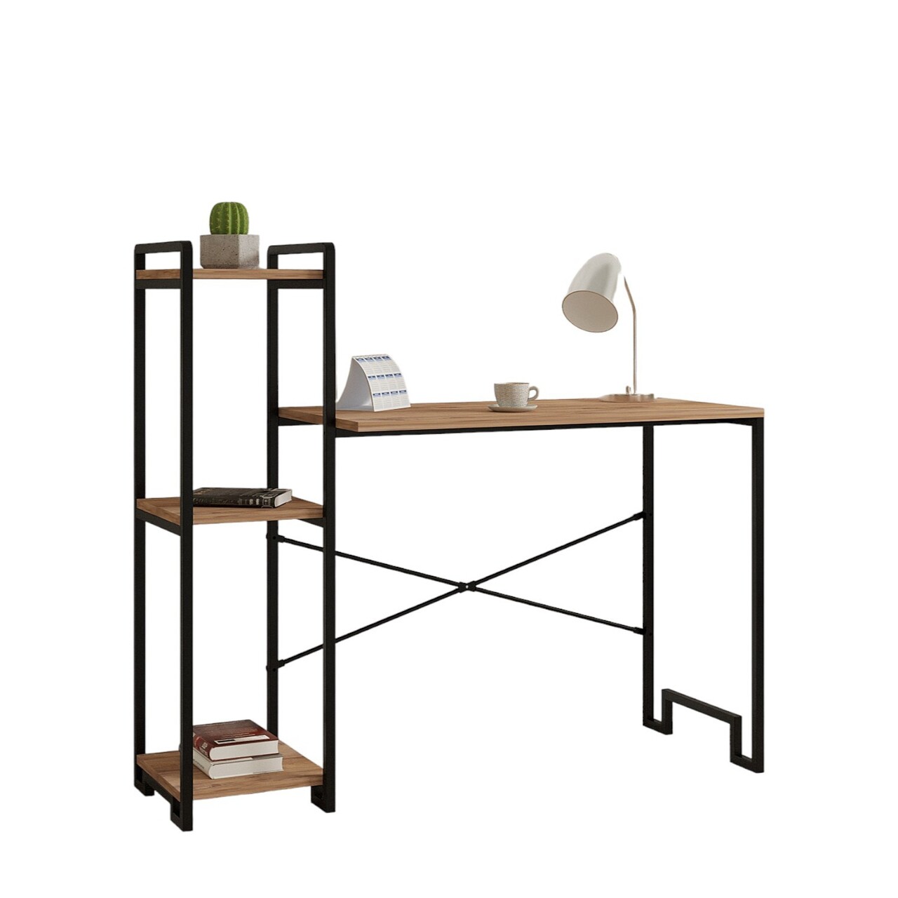 Birou, Puqa Design, Home, 45x120x108 cm, PAL, Pin Atlantic / Negru - 1 | YEO