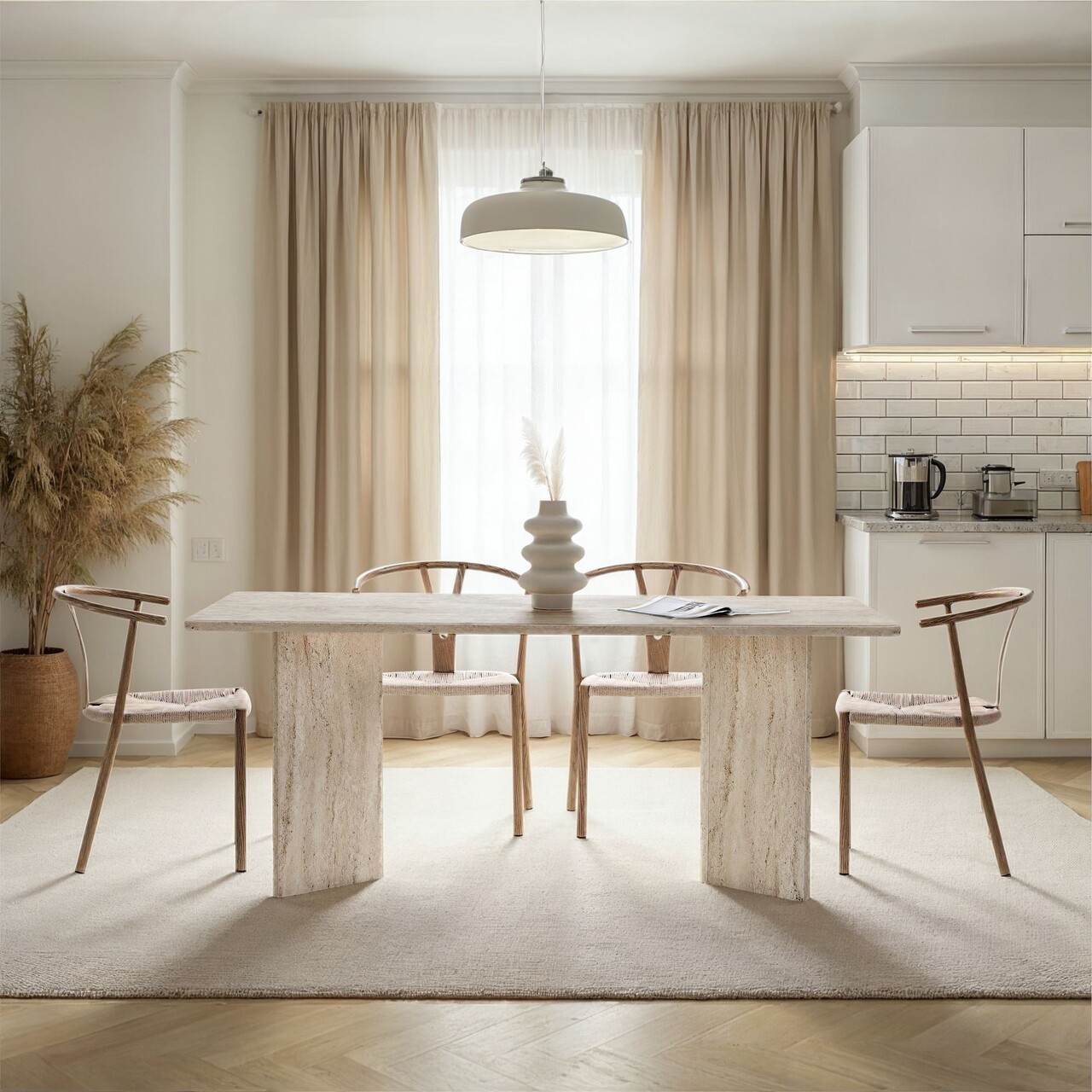 Masa, Nordure, Linza, 180x75x90 cm, Travertin - imagine 2