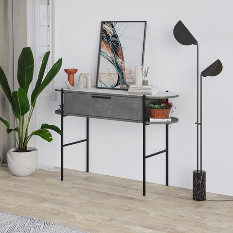 Consola, homitis, otis, 130x86.2x38 cm, alb / gri