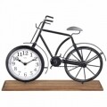 Ceas de masa Bike, 41.5 x 10 x 29 cm, metal si lemn, alb/negru/natur