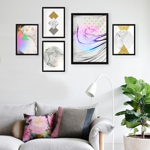 Set 5 tablouri decorative, SET_074, Lulu, 24×29 cm/34×44 cm, plastic Decoratiuni