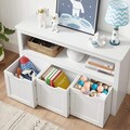 Bancheta cu spatii de depozitare cu roti, Vasagle, 102x30x60 cm, MDF, alb