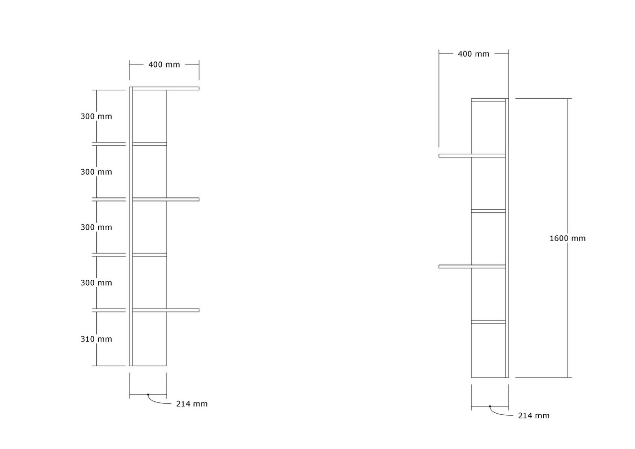 Corp biblioteca, Asse Home, Bled, 40x160x24 cm, Maro