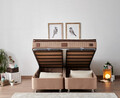 Saltea dubla, Base & Headboard, Niron, Helen, 180x38x200 cm, Cadru: OȚEL, Maro deschis