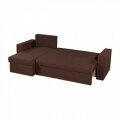 Coltar extensibil reversibil Oslo Dark Chocolate Beige Flower Bedora, cu lada de depozitare, 247x148x78 cm