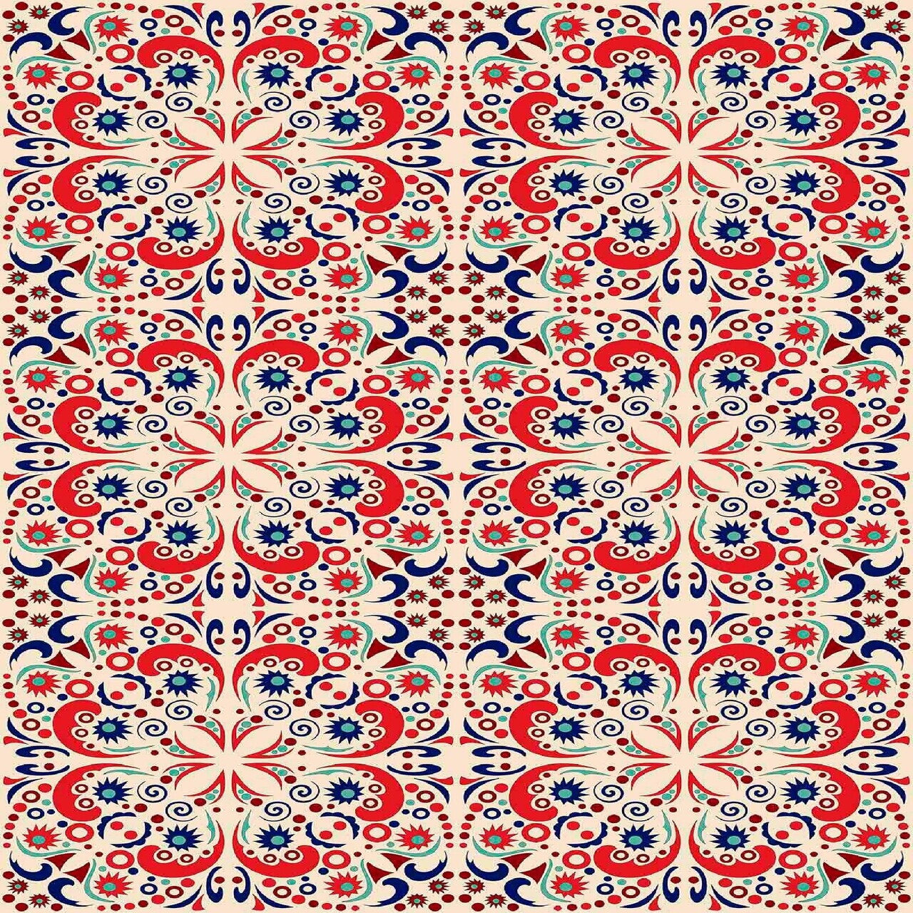 Covor, Wookece658, 80x150 cm, Crem / Roșu / Albastru / Bleumarin — imaginea 2