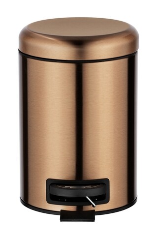Cos de gunoi cu pedala, wenko, leman metallic copper, 3 l, inox, cupru