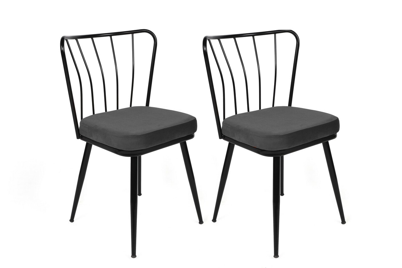 Set scaune 2 piese, Hanah Home, Yıldız, Negru - imagine 8