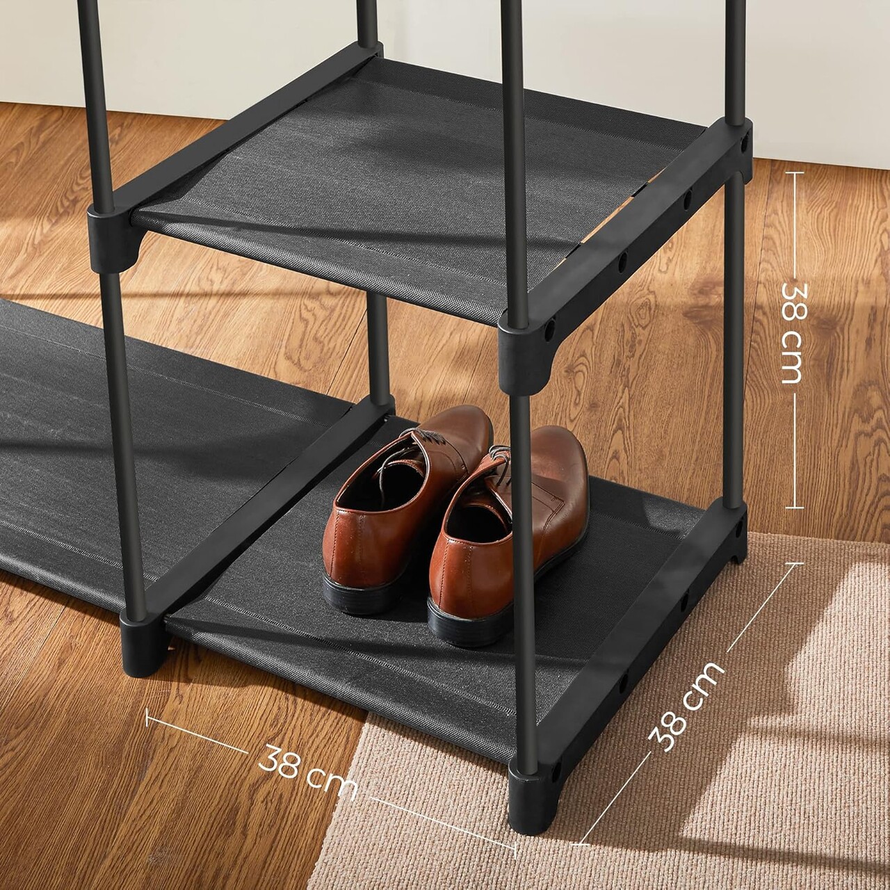Dulap textil pentru haine, Songmics, 112x43x165 cm, material netesut/metal, max 80 kg, negru - imagine 7