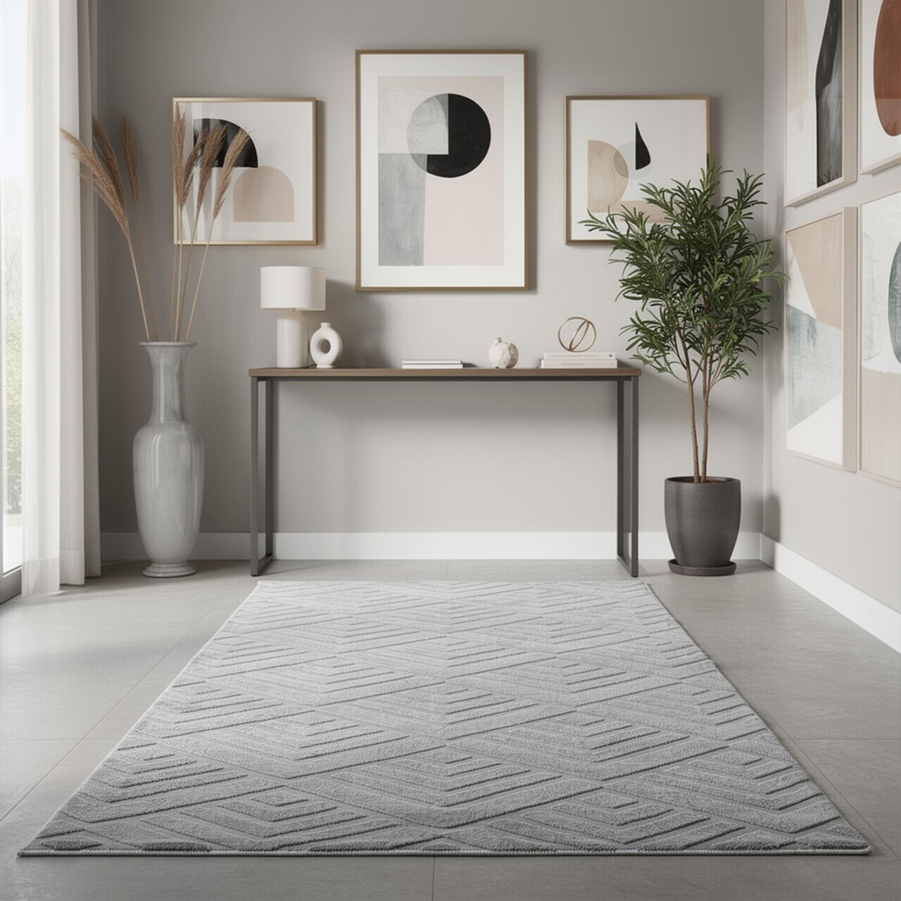 Covor, Dpelus, 120x200 cm, Poliester, Gri — imaginea 2