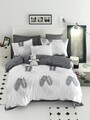 Lenjerie de pat dubla King (IT) Pipong - White, Grey, Mijolnir, 3 piese, 250x200 cm, bumbac ranforce, multicolor