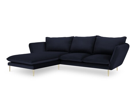 Coltar stanga, Verveine, Mazzini Sofas, 5 locuri, 286x190x96 cm, catifea, albastru inchis