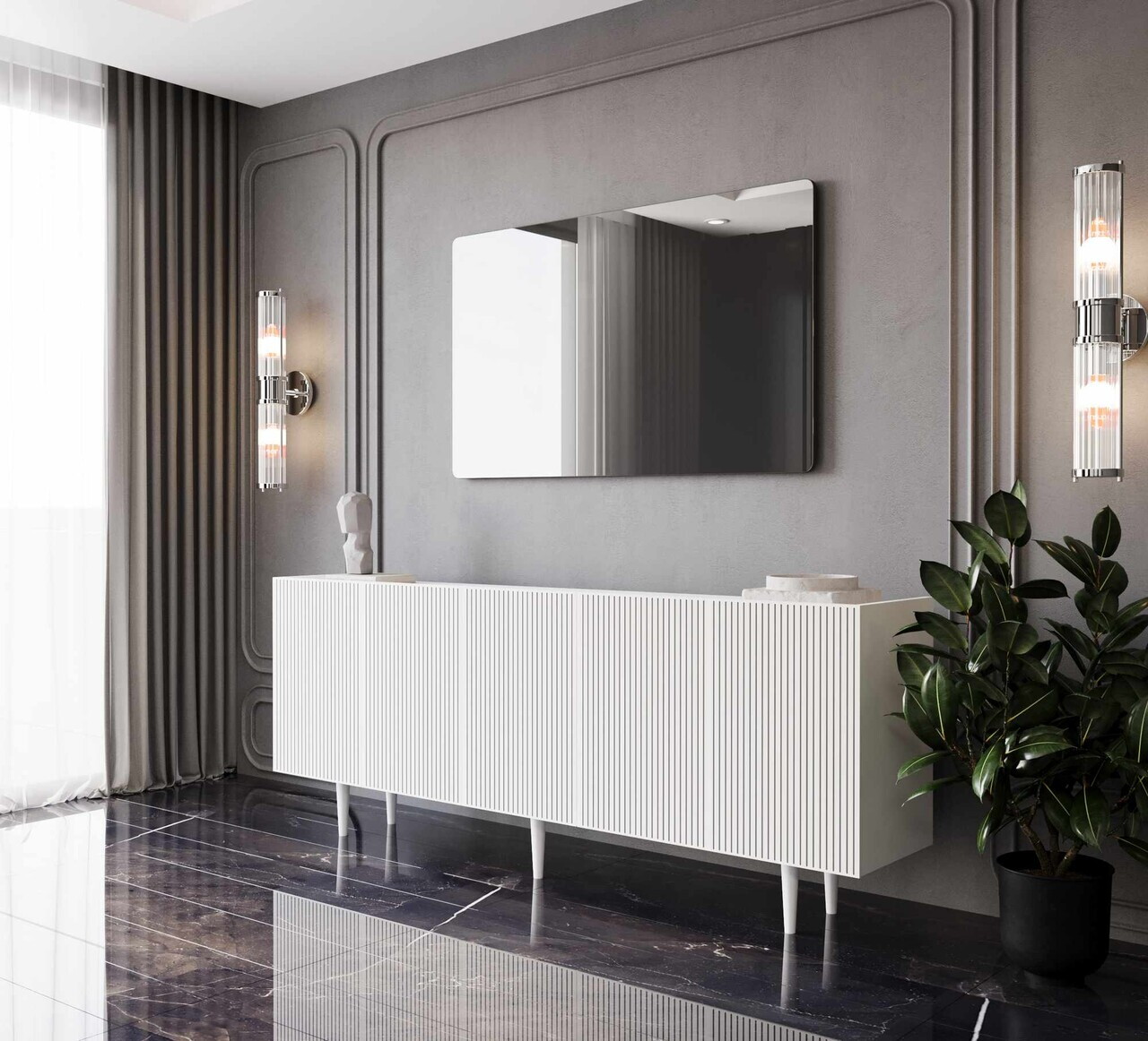 Consola, Hanah Home, Capella 180, 180x60x40 cm, MDF, Alb - view 2