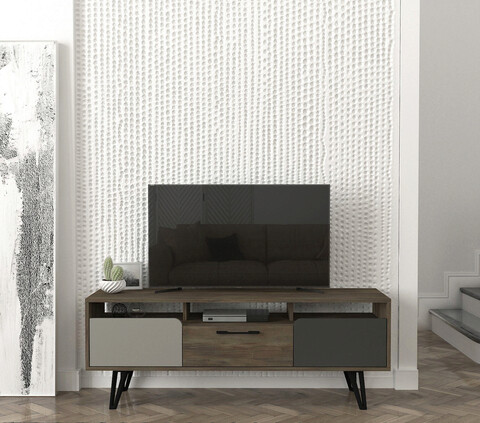Comoda tv, tera home, borges, 150x55.6x35 cm, pal, gri / antracit / nuc