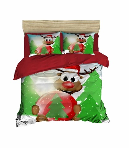 Poza Lenjerie de pat dubla Xmas-412, Pearl Home, 3 piese, amestec bumbac, multicolor