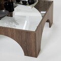 Masuta de cafea, Neostill, Seine, 80x35x80 cm, Sticla temperata, Transparent/Nuc