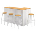 Set masa + 4 taburete Tribola, 180x100x105 cm / 36/50x75 cm, aluminiu, alb/natur