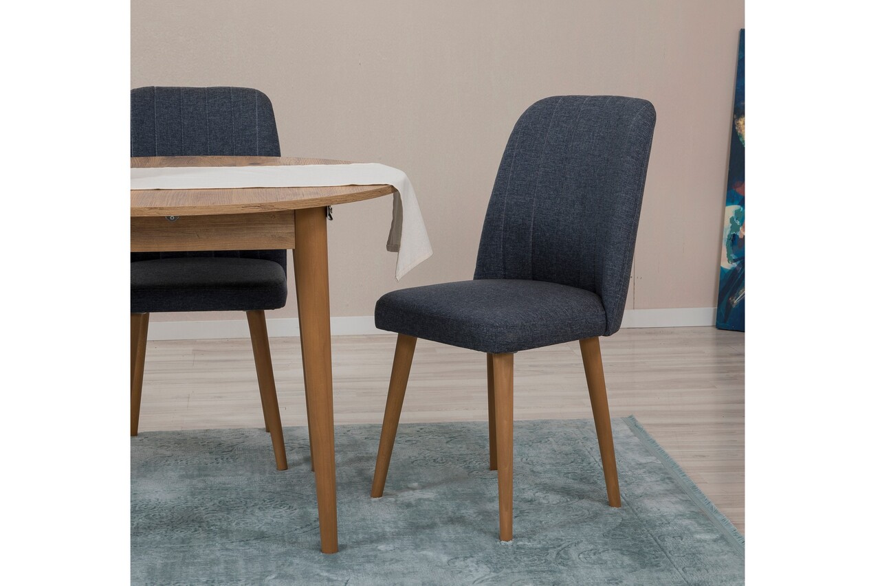 Set masa extensibila si scaune, 3 piese, Hanah Home, Vina 1048, Pin Atlantic / Albastru Marin - imagine 2