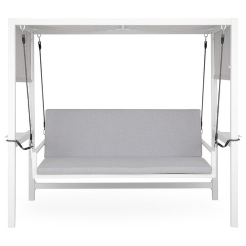 Leagan cu pavilion si functie pat, gio, l.211 l.130/110 h.195, aluminiu, alb/gri