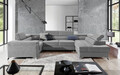 Coltar extensibil dreapta 6 locuri ELTAP, Th-69, Thiago, 342x208x88 cm, lemn/poliester, gri deschis