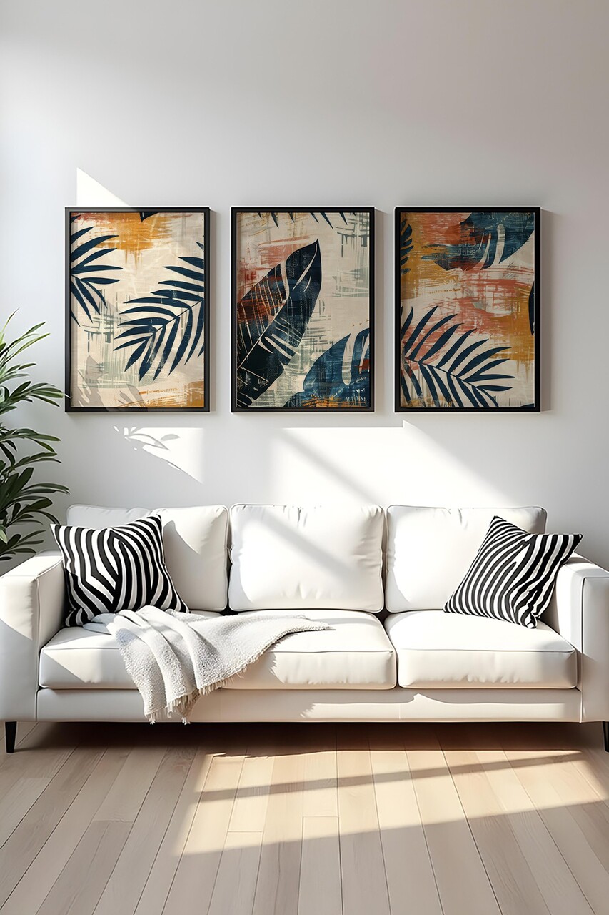 Set 3 tablouri decorative Huhu468S Cadru: 100% LEMN MASIV (Grosime: 25 cm) Multicolor