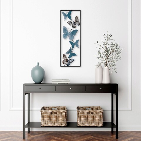 Decoratiune de perete, tavus, metal, dimensiune: 32 x 90 x 5 cm, multicolor