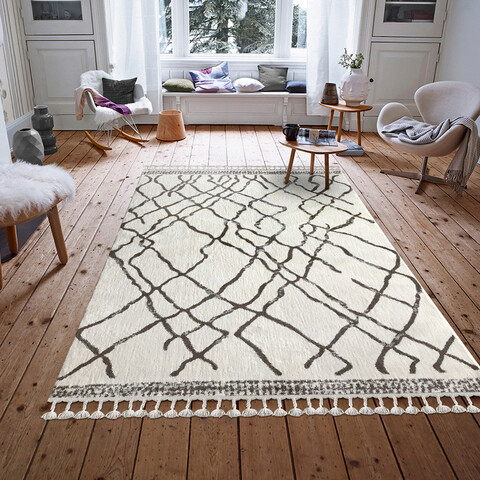 Covor, 1458A, 200×290 cm, Poliester, Alb/Maro deschis mezoni.ro