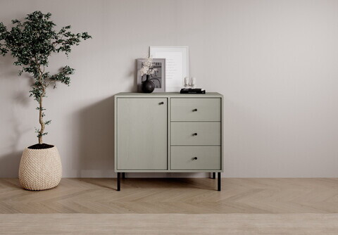 Comoda ADRK, Tili 1D 3S, 83.6x40.8x73.9 cm, PAL laminat, verde eucalipt