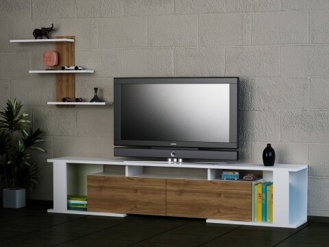 Comoda TV, Wooden Art, Game White Walnut, 180x29.6x36.8 cm
