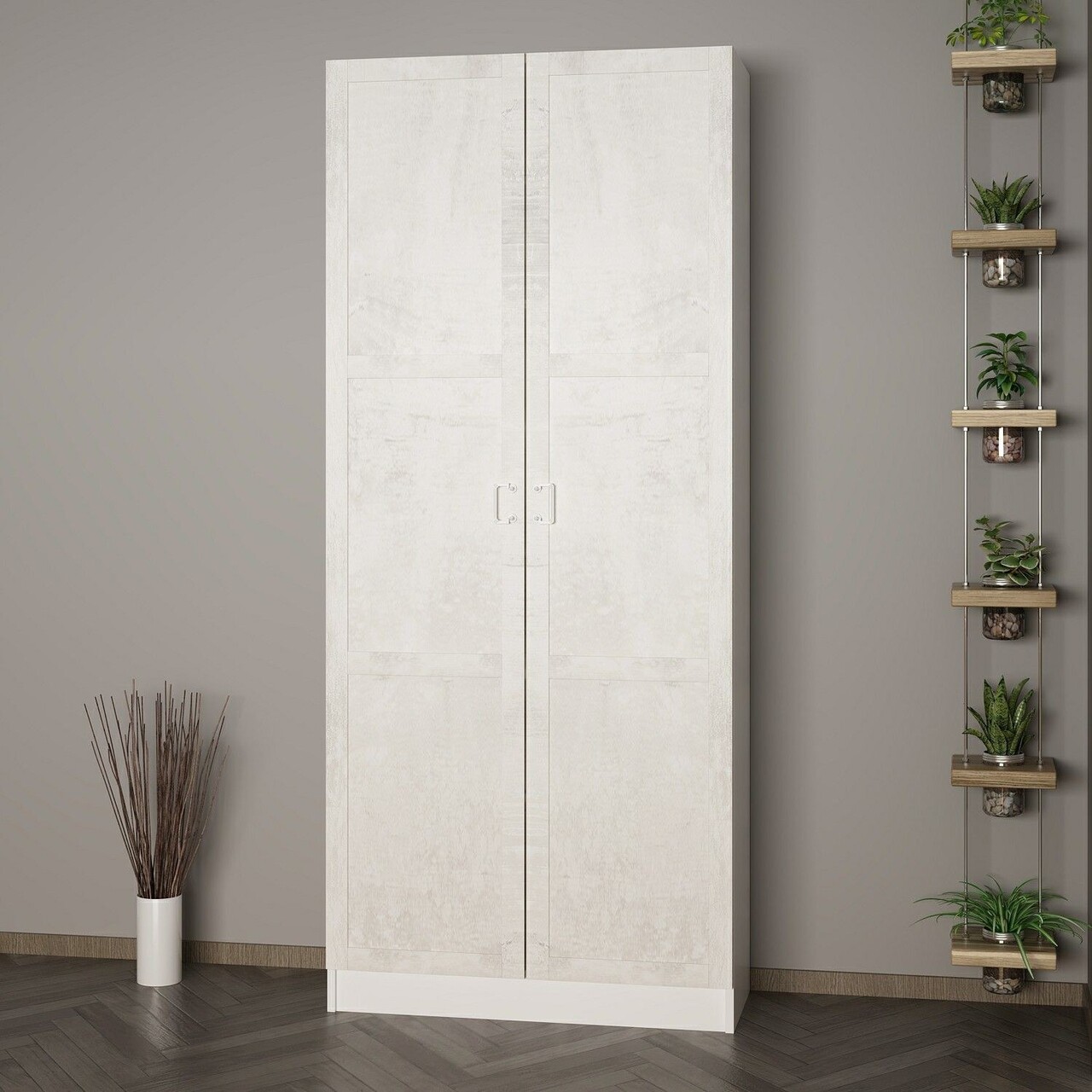 Cuier de perete, Minerva, Noah, 90x210x35 cm, PAL, Alb - 2 | YEO