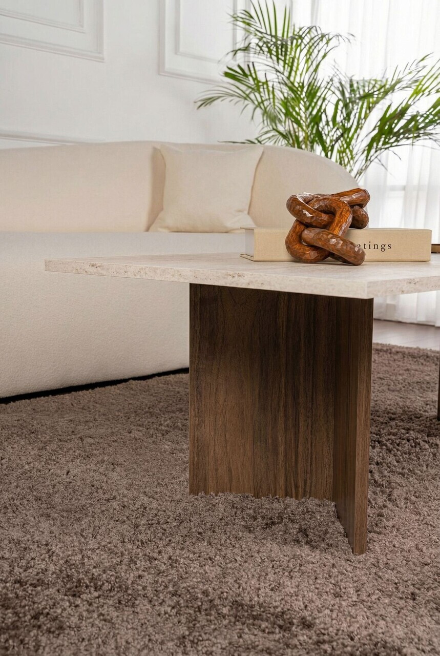 Masuta de cafea, Hanah Home, Sabin, 119x40x60 cm, PAL, Travertin / Nuc Venezia — imaginea 4