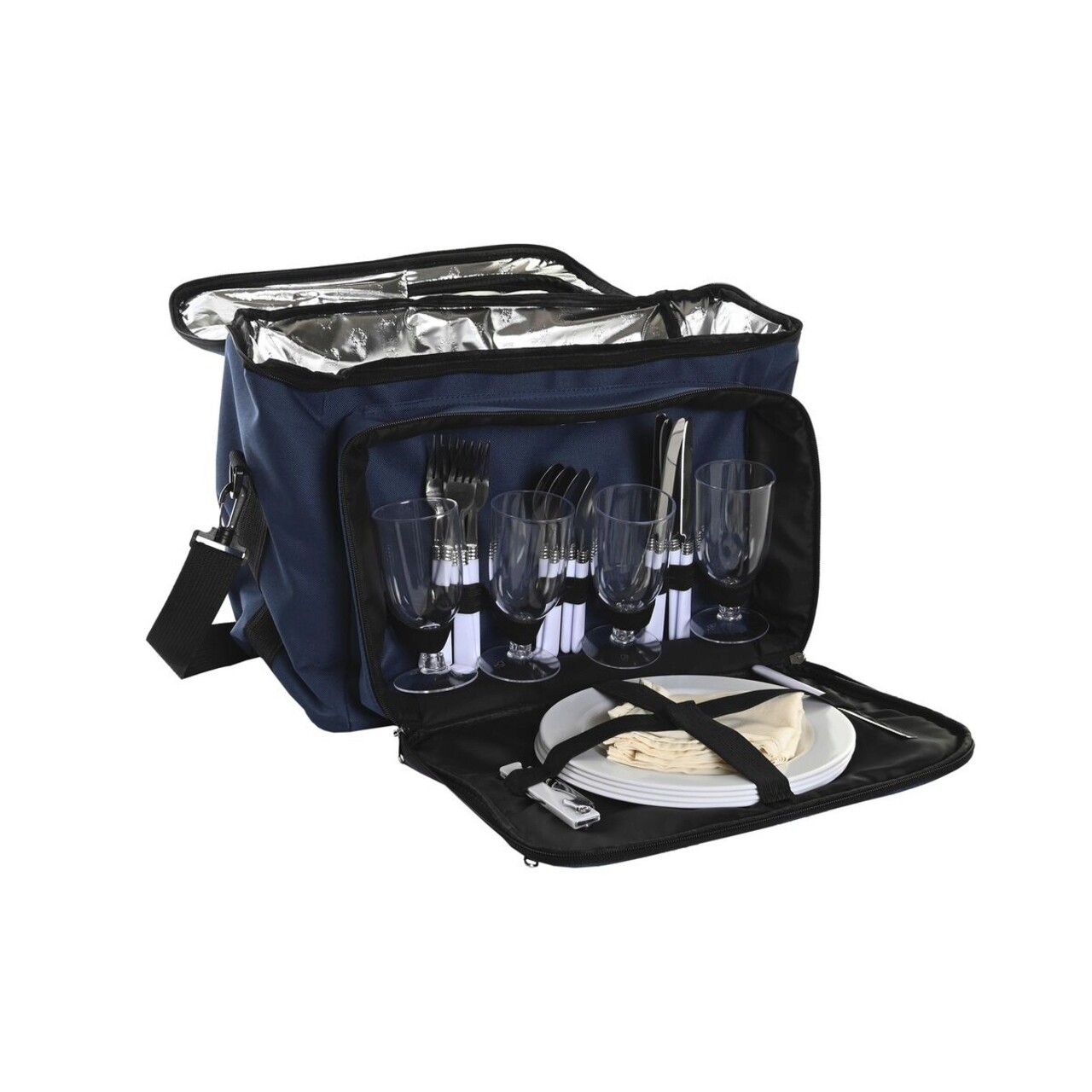 Set De Picnic Pentru 4 Persoane, DKD Home Decor, 43 X 23 X 29 Cm, Poliester, Bleumarin