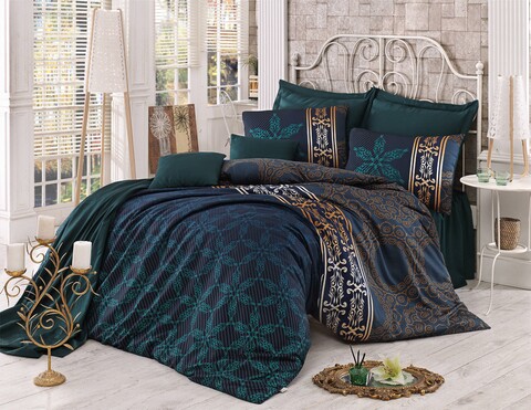 Lenjerie de pat dubla, victoria, alisa 121vct83242, 3 piese, bumbac satinat, multicolor