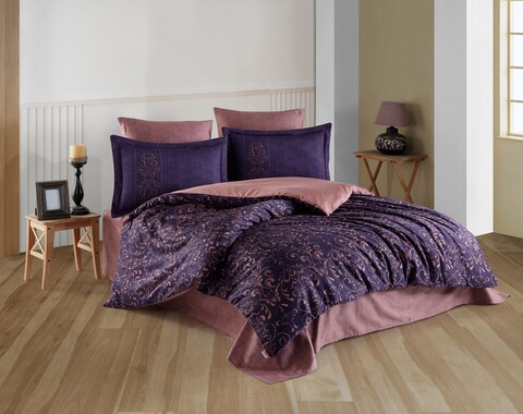 Lenjerie de pat dubla, Gris v2 - Purple, Hobby, Bumbac Satinat