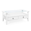 Masuta de cafea Provence 7, Inter Link, 115x60x45 cm, lemn/sticla securizata, alb