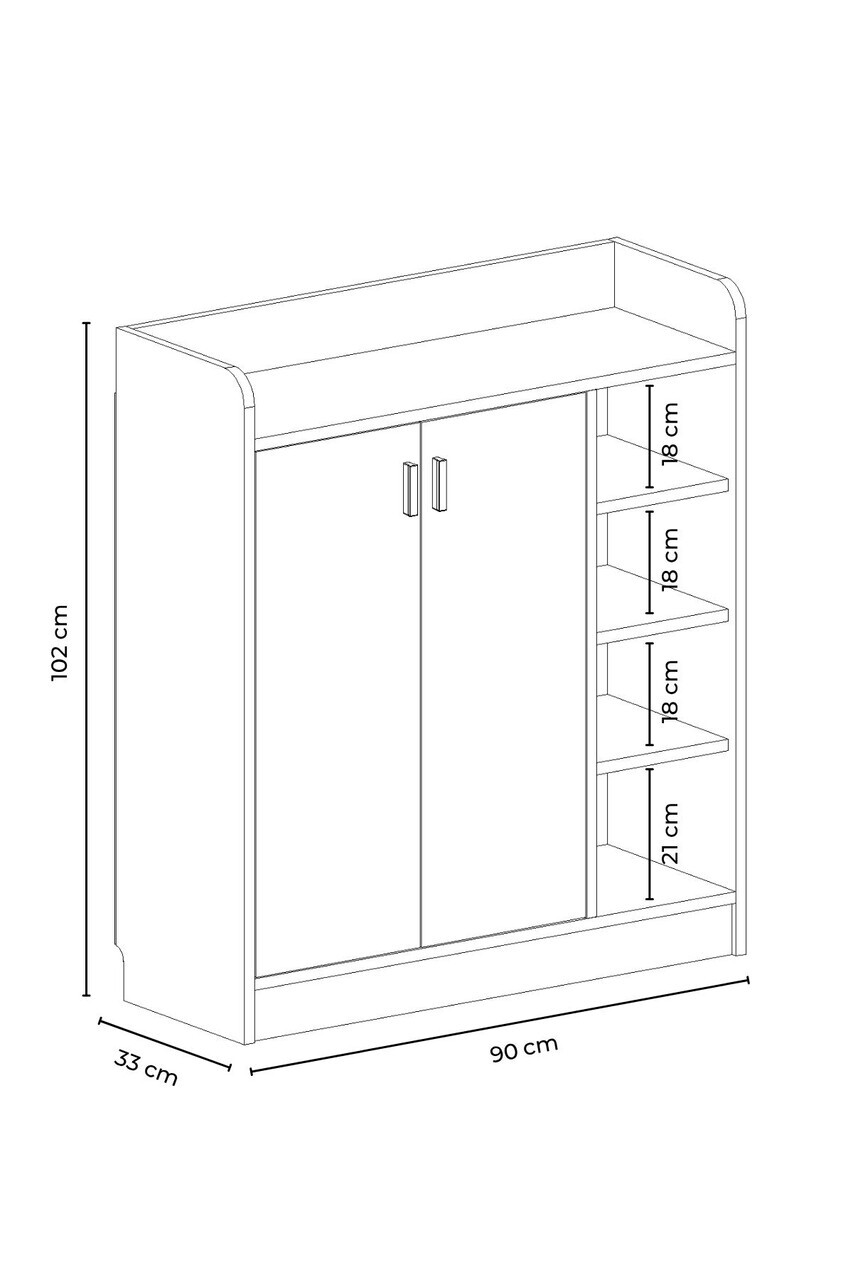Pantofar, Hanah Home, Palaz, 90x102x.33 cm, PAL, Stejar Sonomo / Alb — imaginea 5