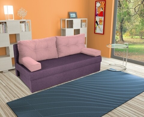 Canapea Extensibila Alfi 192x80x77 Cm Cu Lada De Depozitare, Purple/Pink Flamingo