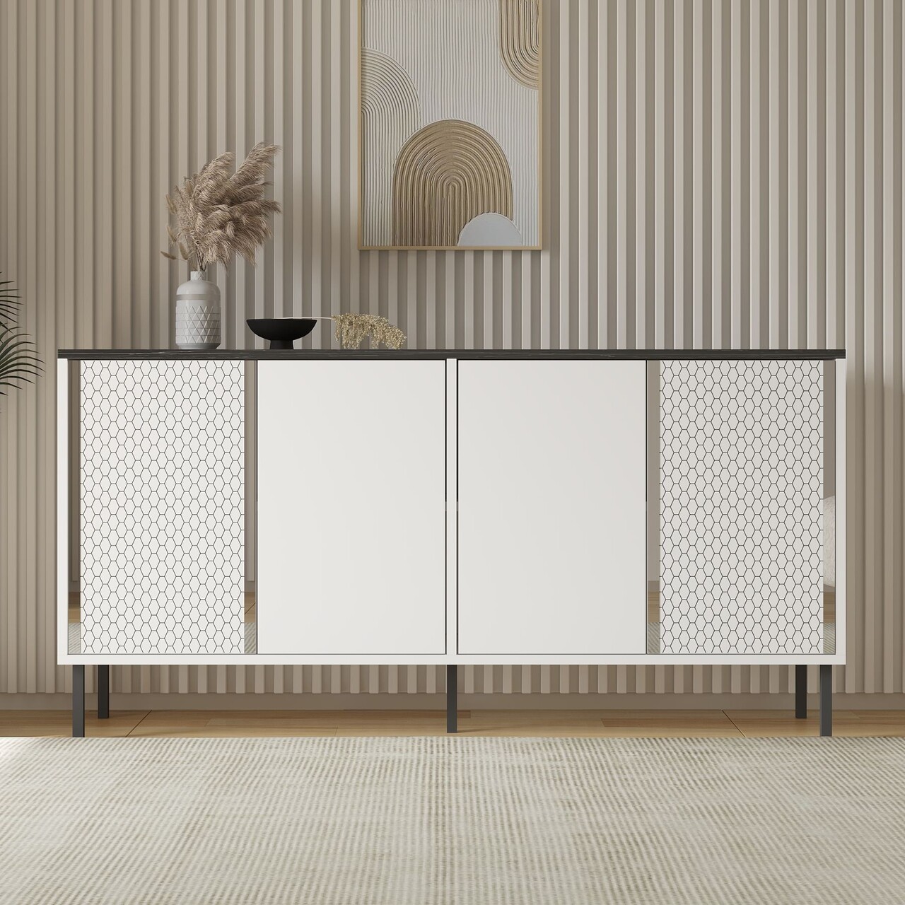 Consola, Odessa, Bertilda- White, Regal, 150x75x36 cm, Alb / Regal - 1 | YEO
