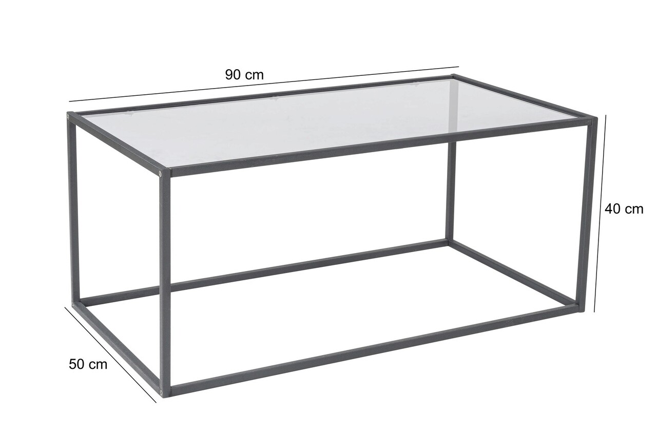 Masuta de cafea, Caliente, Lizbon, 90x40x50 cm, STICLA FUMAT, Negru
