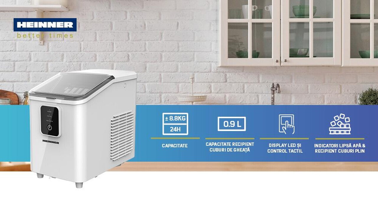 Masina pentru cuburi de gheata Frosty Breeze, Heinner, 120W, 0.8L, alb - view 10