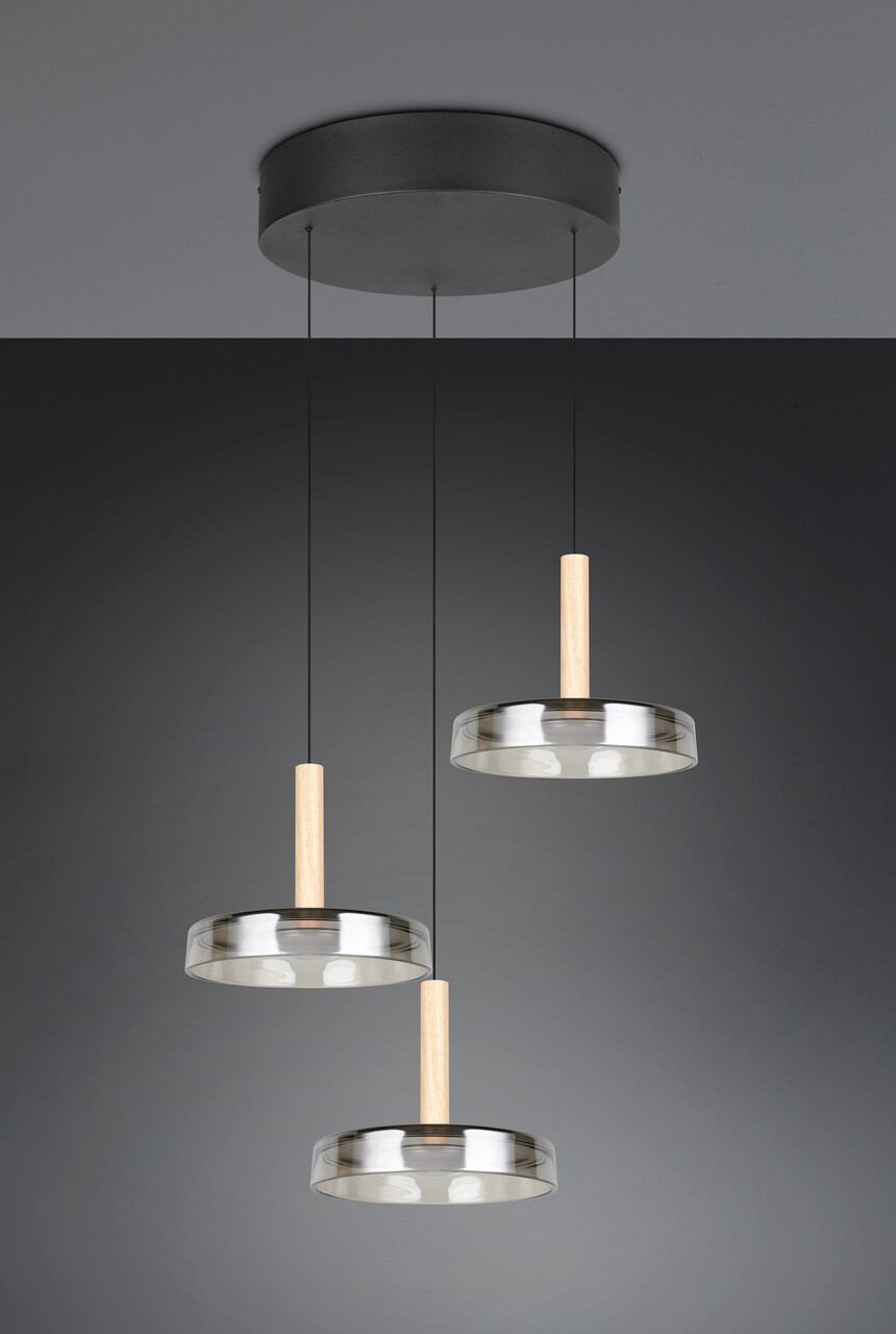 Lustra Celeste, TRIO, 35x200 cm, 7W, 3x SMD LED, metal, negru/gri - 1 | YEO