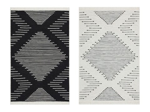Covor Kilim cu 2 fete, Arya 15 Black, Baketo, 100% bumbac reciclat, 160×230 cm Covoare