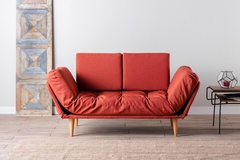 Canapea extensibila nina daybed, futon, 3 locuri, 200x70 cm, metal, rosu tile