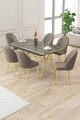 Set masa extensibila si scaune (7 piese), Hanah Home, Sim, Antracit / Auriu / Cappuccino